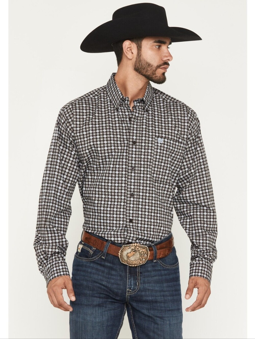 Cinch Men's Western Shirt Blue Medallion Rodeo Cowboy Ranch Farm Country Large